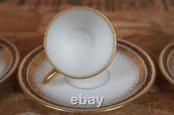 4 Antique French Pouyat Limoges Ivory Gold Demitasse Tea Coffee Cups Saucers 4