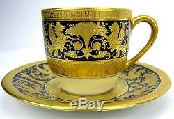 4 Antique Lenox Gold Encrusted Demitasse Coffee Cups Saucers Cobalt 1306 K14B