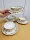 4 Antique Theodore Haviland Limoges Cup & Saucer-double Gold, Pink Floral Rose