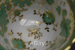 (4) Brown Westhead Moore Cauldon Green Leaves & Gold Bouillon Cups & Saucers