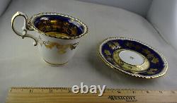 4 Continental Antique Porcelain Cobalt & Gold Deep Cup & Saucer Sets