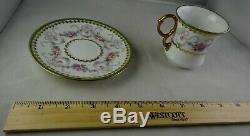 4 D & C Limoges Gilt Gold withFloral & Bows Cup & Saucer Sets Antique Porcelain