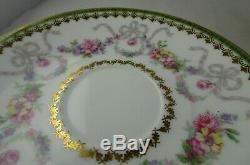 4 D & C Limoges Gilt Gold withFloral & Bows Cup & Saucer Sets Antique Porcelain