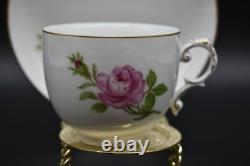 (4) Furstenberg Rose Flat Cups & Saucers Sets Gold Trim