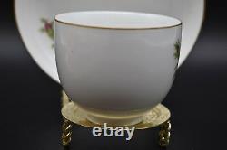 (4) Furstenberg Rose Flat Cups & Saucers Sets Gold Trim