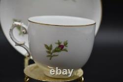 (4) Furstenberg Rose Flat Cups & Saucers Sets Gold Trim