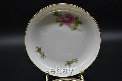 (4) Furstenberg Rose Flat Cups & Saucers Sets Gold Trim