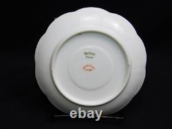 4 Haviland Limoges Schleiger 442B Pink Floral Double Gold Rim Tea Cups & Saucers