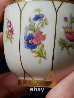 4 JPL Jean Pouyat Limoges France Hand painted Gold Floral Demitasse Cups 1890's