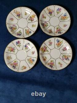 4 JPL Jean Pouyat Limoges France Hand painted Gold Floral Demitasse Cups 1890's