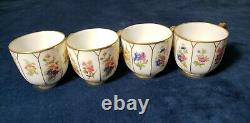 4 JPL Jean Pouyat Limoges France Hand painted Gold Floral Demitasse Cups 1890's