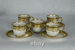 4 J. P. L. France Demitasse Cups & Saucers Gold Trim & Extra Cup (AM8918)