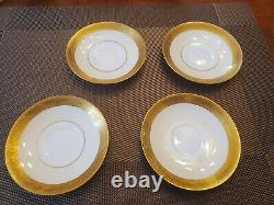 4 MINTON K159 Bone China White Gold Gilt DEMITASSE Tea Cups & Saucers