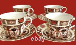 4 ROYAL CROWN DERBY OLD IMARI FLAT COFFEE TEACUP CUPS and SAUCERS 1128