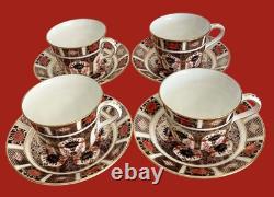 4 ROYAL CROWN DERBY OLD IMARI FLAT COFFEE TEACUP CUPS and SAUCERS 1128