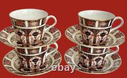 4 ROYAL CROWN DERBY OLD IMARI FLAT COFFEE TEACUP CUPS and SAUCERS 1128
