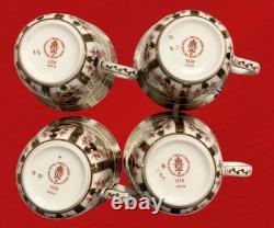 4 ROYAL CROWN DERBY OLD IMARI FLAT COFFEE TEACUP CUPS and SAUCERS 1128