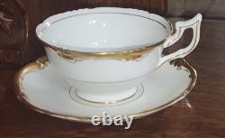 4 Sets Coalport Eden Cups & Saucers Gold on White Background