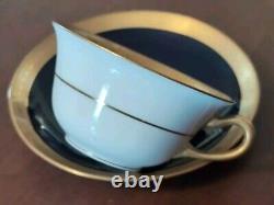 4 T&V Tressemanes Vogt French Limoges Cups & Saucers Conde Style Gold Encrusted