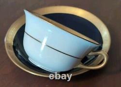 4 T&V Tressemanes Vogt French Limoges Cups & Saucers Conde Style Gold Encrusted