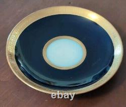 4 T&V Tressemanes Vogt French Limoges Cups & Saucers Conde Style Gold Encrusted