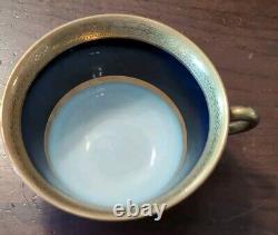 4 T&V Tressemanes Vogt French Limoges Cups & Saucers Conde Style Gold Encrusted