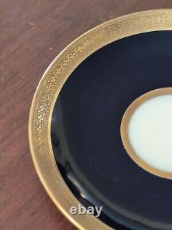 4 T&V Tressemanes Vogt French Limoges Cups & Saucers Conde Style Gold Encrusted