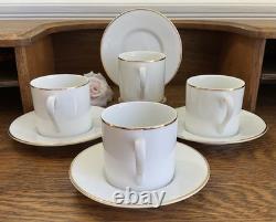 4 Tiffany & Co Demitasse/Espresso Cups & Saucers Gold Trim Holds 5 oz PRISTINE