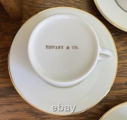 4 Tiffany & Co Demitasse/Espresso Cups & Saucers Gold Trim Holds 5 oz PRISTINE