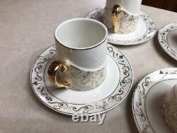 4 W. Besteckhaus Schafer Cups Saucers Espresso 22k Gold Trim Bone China Rare