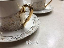 4 W. Besteckhaus Schafer Cups Saucers Espresso 22k Gold Trim Bone China Rare