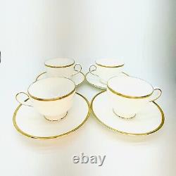 4 Wedgwood California Sets Of Cups With Saucers Elegant White Gold Trim England