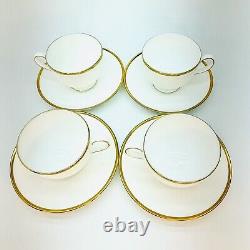 4 Wedgwood California Sets Of Cups With Saucers Elegant White Gold Trim England
