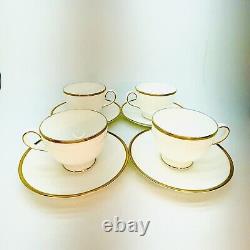 4 Wedgwood California Sets Of Cups With Saucers Elegant White Gold Trim England