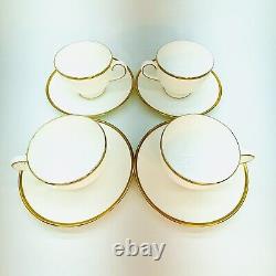 4 Wedgwood California Sets Of Cups With Saucers Elegant White Gold Trim England