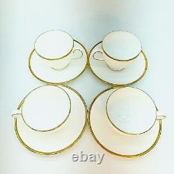 4 Wedgwood California Sets Of Cups With Saucers Elegant White Gold Trim England