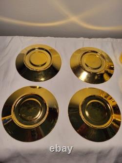 4 ea Vintage Gold luxury Chinese Dragon Porcelain Cups & Saucers & cake plates