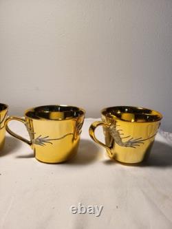 4 ea Vintage Gold luxury Chinese Dragon Porcelain Cups & Saucers & cake plates