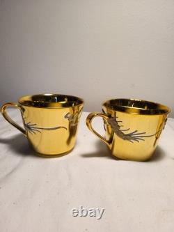 4 ea Vintage Gold luxury Chinese Dragon Porcelain Cups & Saucers & cake plates