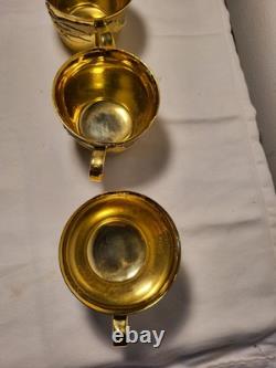 4 ea Vintage Gold luxury Chinese Dragon Porcelain Cups & Saucers & cake plates