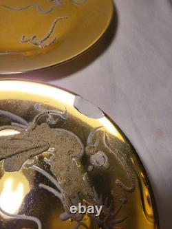 4 ea Vintage Gold luxury Chinese Dragon Porcelain Cups & Saucers & cake plates