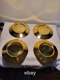 4 ea Vintage Gold luxury Chinese Dragon Porcelain Cups & Saucers & cake plates