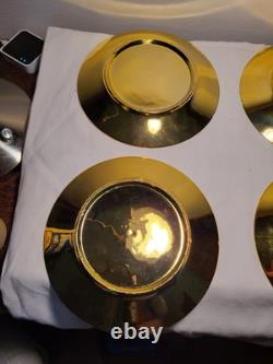 4 ea Vintage Gold luxury Chinese Dragon Porcelain Cups & Saucers & cake plates
