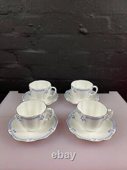 4 x Royal Crown Derby Grenville Gold Rim Breakfast Cup and Saucers Set 2007