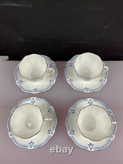4 x Royal Crown Derby Grenville Gold Rim Breakfast Cup and Saucers Set 2007