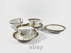 4x Gustavsberg Willhem Kage Ambassador Gold Coffee Cups & Saucers