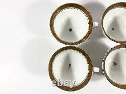 4x Gustavsberg Willhem Kage Ambassador Gold Coffee Cups & Saucers