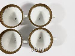 4x Gustavsberg Willhem Kage Ambassador Gold Coffee Cups & Saucers