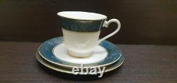 4x person Royal Doulton Carlyle Coffee set Cups Saucers Green Gold