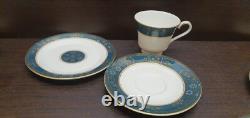 4x person Royal Doulton Carlyle Coffee set Cups Saucers Green Gold